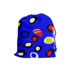 Blue Pattern Abstraction Drawstring Pouches (large) 