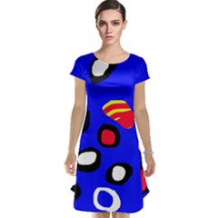 Blue Pattern Abstraction Cap Sleeve Nightdress by Valentinaart