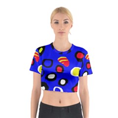 Blue Pattern Abstraction Cotton Crop Top