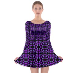 Dots Pattern Purple Long Sleeve Skater Dress by BrightVibesDesign