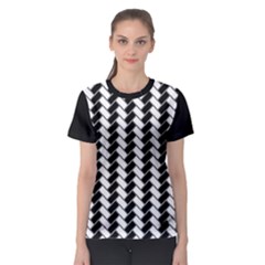 Black And White Herringbone Women s Sport Mesh Tee