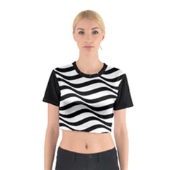 Black Wavy Lines Cotton Crop Top Cotton Crop Top by PKHarrisPlace