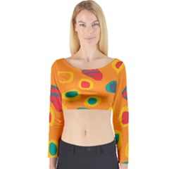 Orange Abstraction Long Sleeve Crop Top by Valentinaart