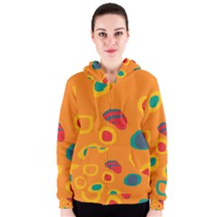 Orange Abstraction Women s Zipper Hoodie by Valentinaart