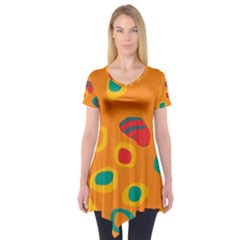 Orange Abstraction Short Sleeve Tunic  by Valentinaart