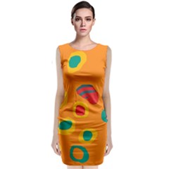 Orange Abstraction Classic Sleeveless Midi Dress by Valentinaart