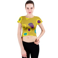 Yellow Abstraction Crew Neck Crop Top by Valentinaart