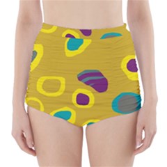 Yellow Abstraction High-waisted Bikini Bottoms by Valentinaart