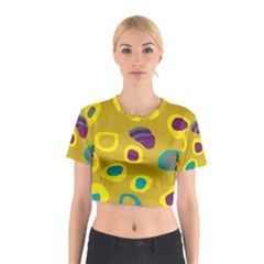 Yellow Abstraction Cotton Crop Top by Valentinaart