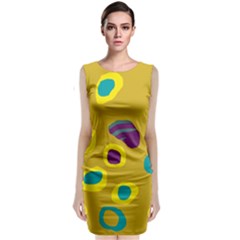 Yellow Abstraction Classic Sleeveless Midi Dress