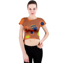 Orange Abstraction Crew Neck Crop Top by Valentinaart