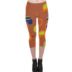 Orange Abstraction Capri Leggings  by Valentinaart