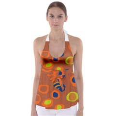 Orange Abstraction Babydoll Tankini Top by Valentinaart