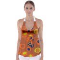 Orange abstraction Babydoll Tankini Top View1