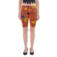 Orange Abstraction Yoga Cropped Leggings by Valentinaart