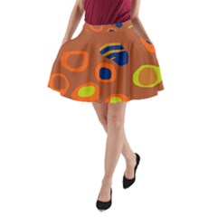 Orange Abstraction A-line Pocket Skirt by Valentinaart