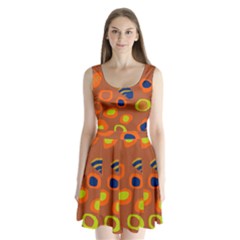 Orange Abstraction Split Back Mini Dress  by Valentinaart