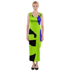 Green Abstraction Fitted Maxi Dress by Valentinaart