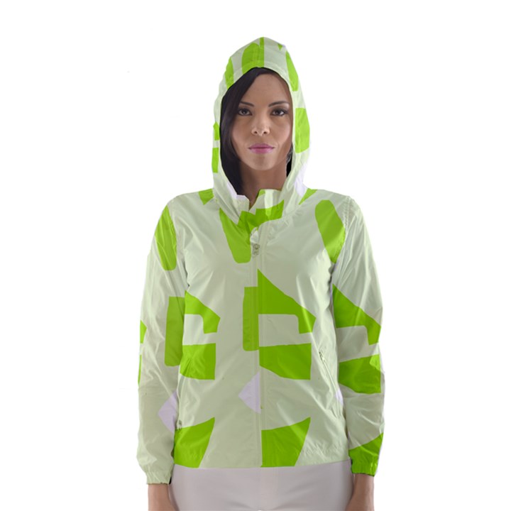 Green abstract design Hooded Wind Breaker (Women)