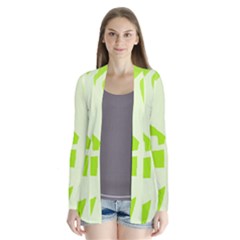 Green Abstract Design Drape Collar Cardigan by Valentinaart