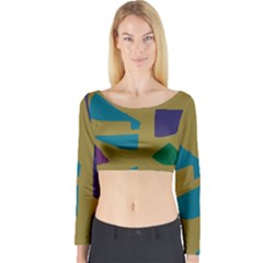 Colorful Abstraction Long Sleeve Crop Top by Valentinaart