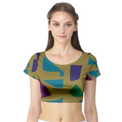 Colorful Abstraction Short Sleeve Crop Top (tight Fit) by Valentinaart