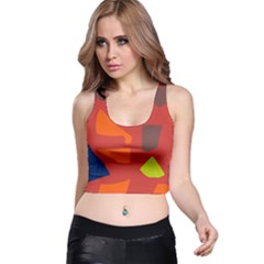 Red Abstraction Racer Back Crop Top by Valentinaart