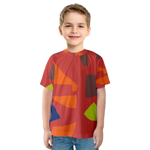 Red Abstraction Kid s Sport Mesh Tee by Valentinaart