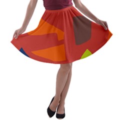 Red Abstraction A-line Skater Skirt by Valentinaart