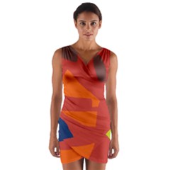 Red Abstraction Wrap Front Bodycon Dress by Valentinaart