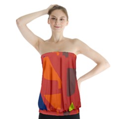 Red Abstraction Strapless Top by Valentinaart