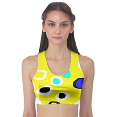 Yellow Abstract Pattern Sports Bra by Valentinaart