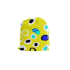 Yellow Abstract Pattern Drawstring Pouches (small)  by Valentinaart