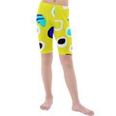 Yellow Abstract Pattern Kid s Mid Length Swim Shorts