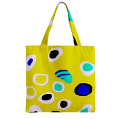 Yellow Abstract Pattern Zipper Grocery Tote Bag by Valentinaart