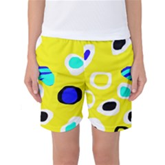 Yellow Abstract Pattern Women s Basketball Shorts by Valentinaart