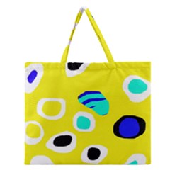 Yellow Abstract Pattern Zipper Large Tote Bag by Valentinaart