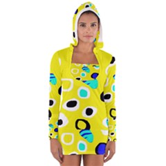 Yellow Abstract Pattern Women s Long Sleeve Hooded T-shirt by Valentinaart