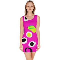 Pink Abstract Pattern Sleeveless Bodycon Dress by Valentinaart