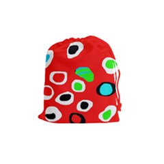 Red Abstract Pattern Drawstring Pouches (medium)  by Valentinaart