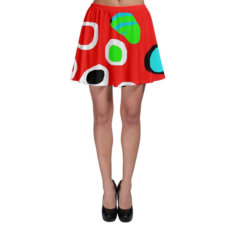 Red abstract pattern Skater Skirt