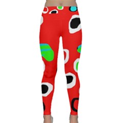 Red Abstract Pattern Yoga Leggings  by Valentinaart