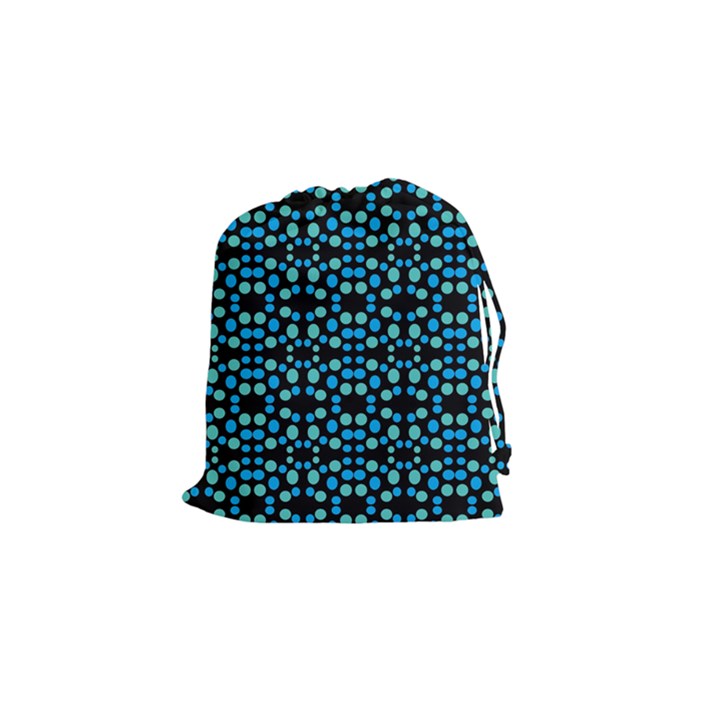 Dots Pattern Turquoise Blue Drawstring Pouches (Small) 