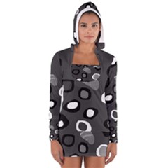 Gray abstract pattern Women s Long Sleeve Hooded T-shirt