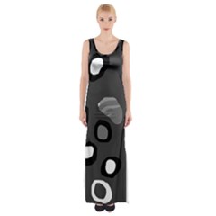 Gray Abstract Pattern Maxi Thigh Split Dress by Valentinaart