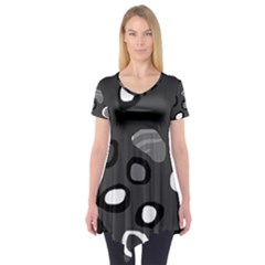 Gray Abstract Pattern Short Sleeve Tunic  by Valentinaart