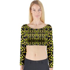 Dots Pattern Yellow Long Sleeve Crop Top by BrightVibesDesign