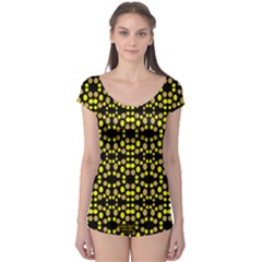 Dots Pattern Yellow Boyleg Leotard 