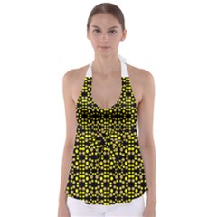 Dots Pattern Yellow Babydoll Tankini Top by BrightVibesDesign