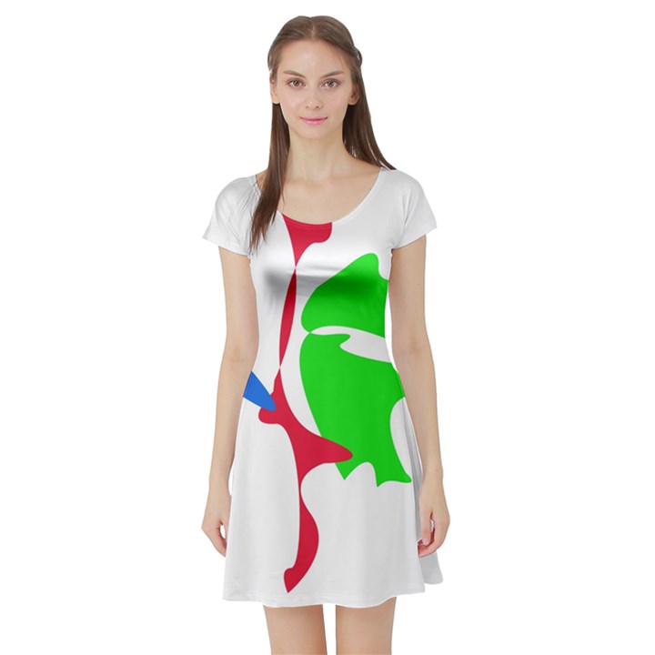 Colorful amoeba abstraction Short Sleeve Skater Dress